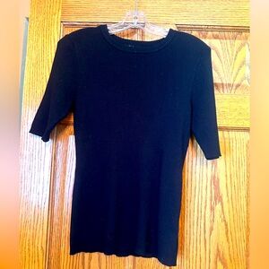 Cable and Gauge Black Ribbed Knit Top